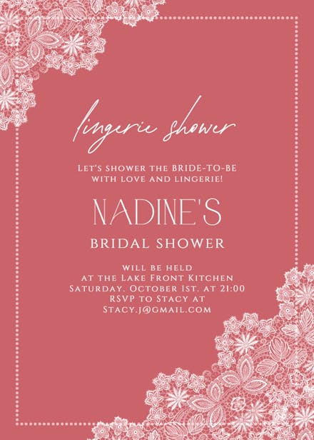 Lace lingerie - bridal shower invitation