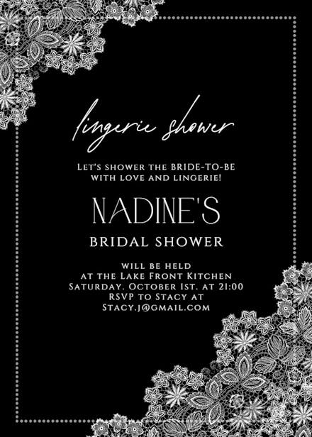 Lace lingerie - bridal shower invitation
