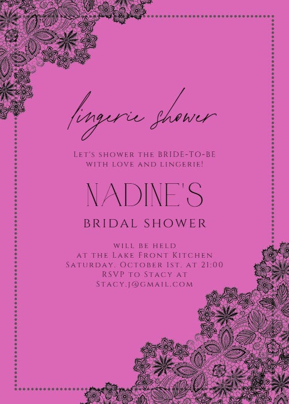 Lace lingerie - bridal shower invitation