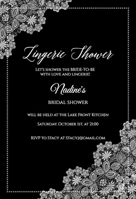 Lace Lingerie Bridal Shower Invitation Template Free Greetings Island