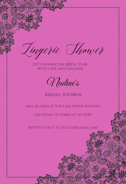 Lace Lingerie Bridal Shower Invitation Template Free Greetings Island