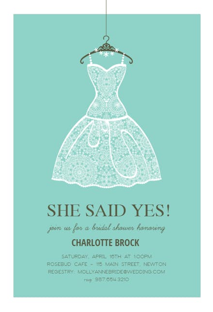 Lacey dress - bridal shower invitation