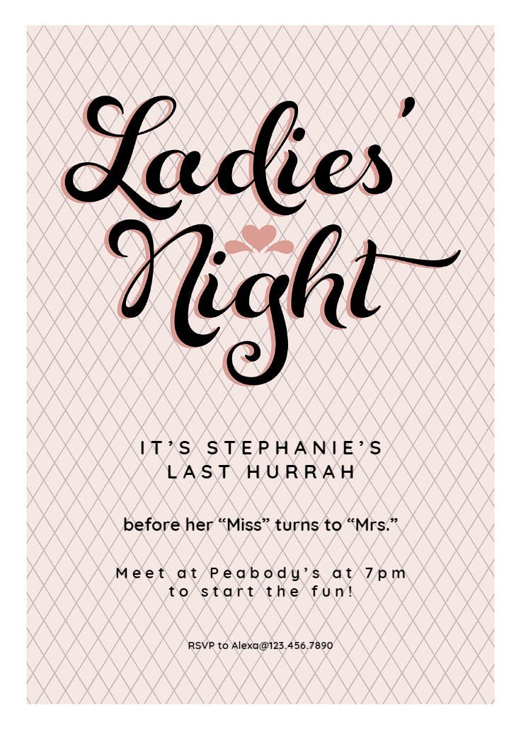 Ladies night - bridal shower invitation