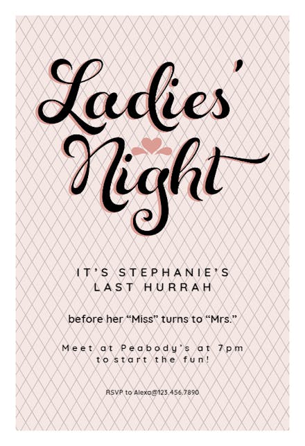 Ladies Night Bridal Shower Invitation Template Free Greetings