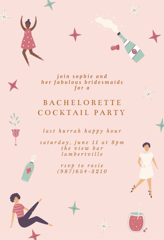 Last hurrah - bachelorette party invitation