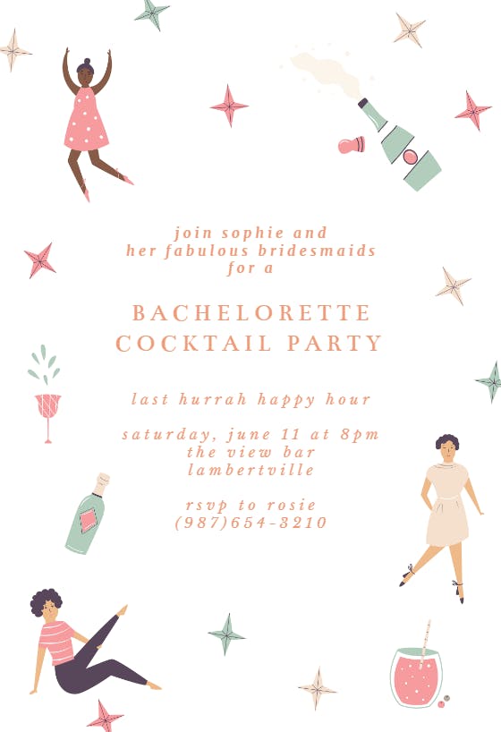 Last hurrah - bachelorette party invitation