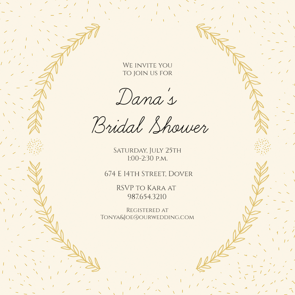Side by Side Gold Bridal Shower Invitation Template (Free
