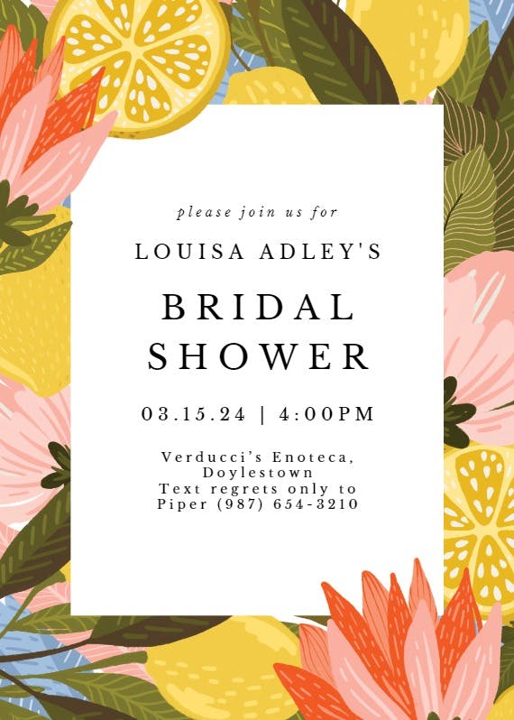 Lemon blossom - bridal shower invitation