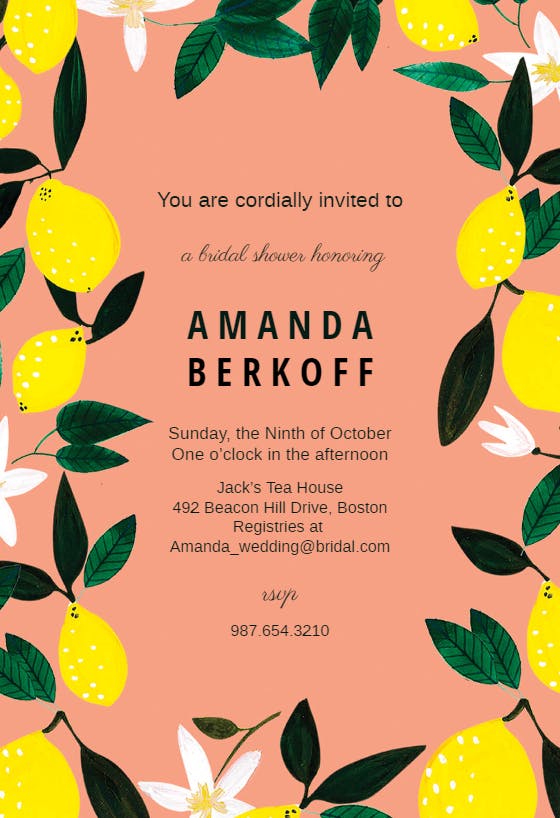 Lemons - bridal shower invitation