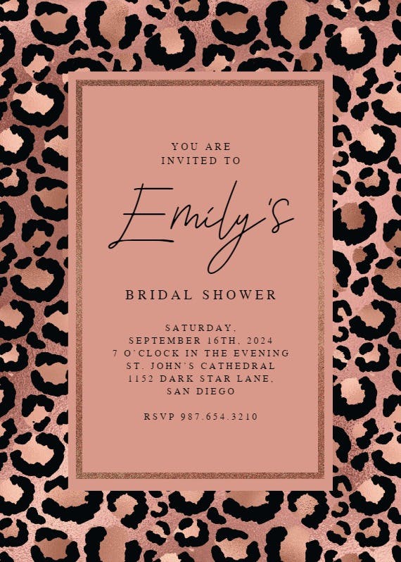 Leopard framed - bridal shower invitation
