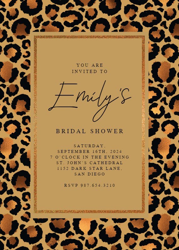 Leopard framed - bridal shower invitation