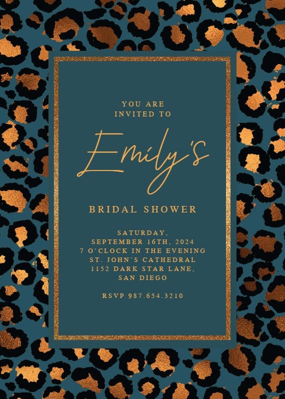 Leopard framed -  invitación para bridal shower