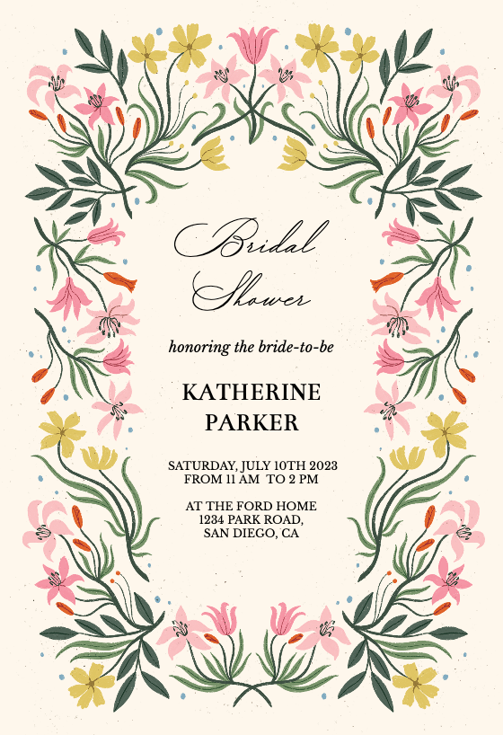 Lilies Bridal Shower Invitation Template Greetings Island