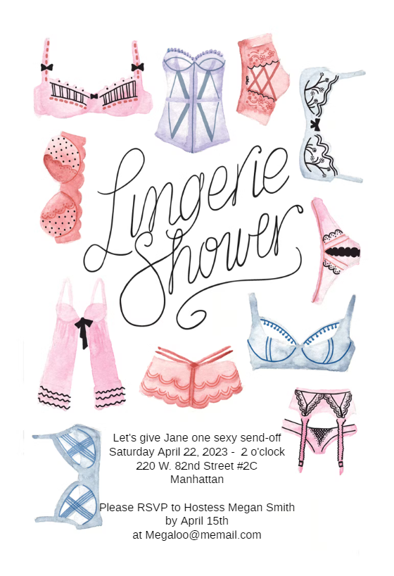 bridal shower invitation wording lingerie