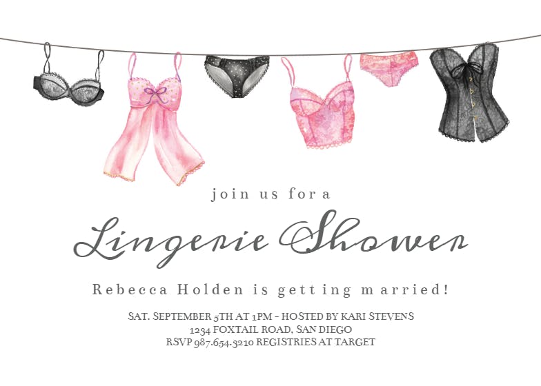 Lingerie -  invitación para bridal shower