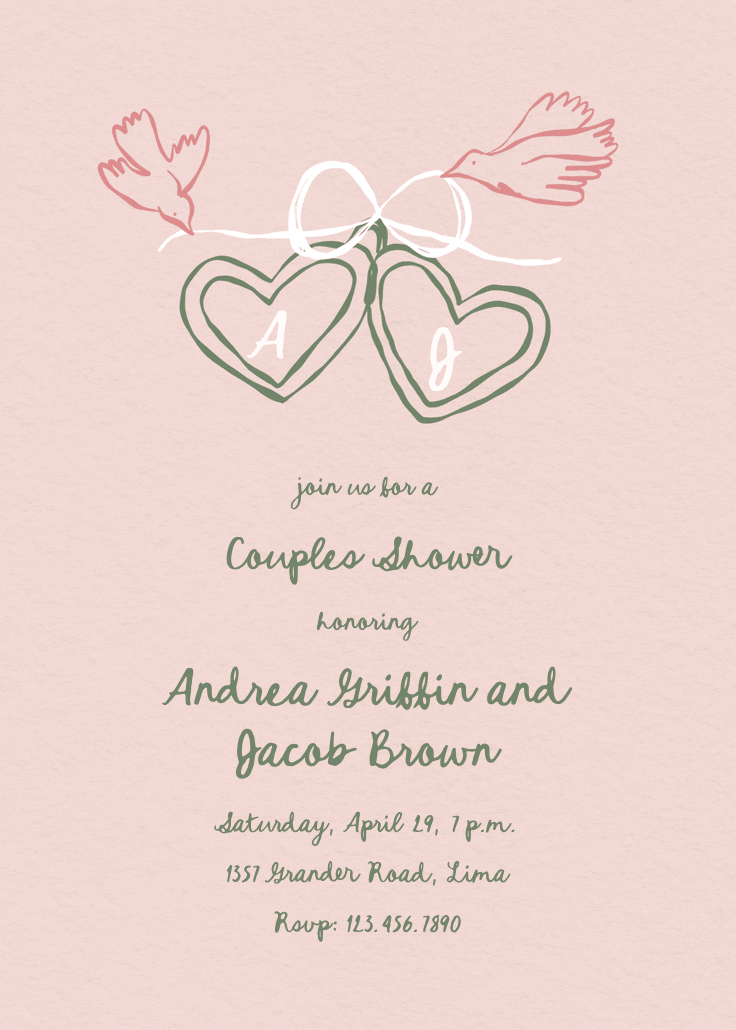 Locket initials - bridal shower invitation