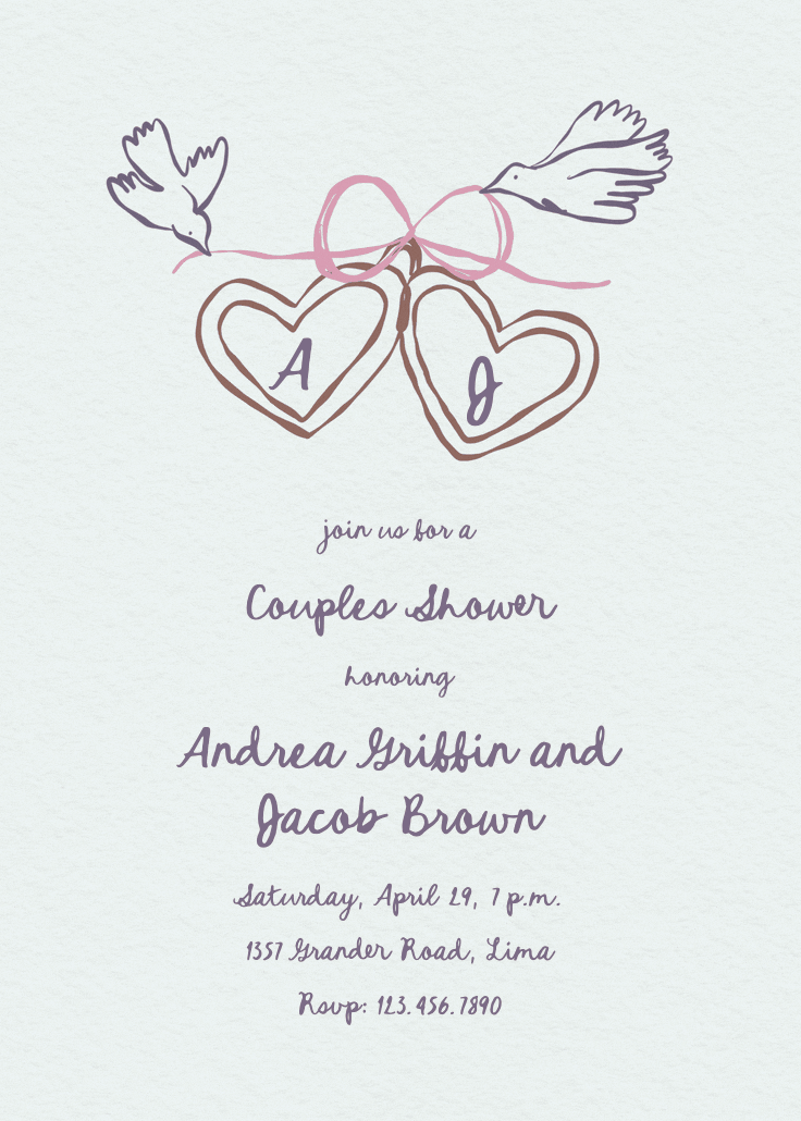 Locket initials - bridal shower invitation