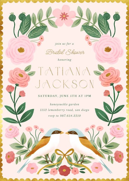 Love birds - bridal shower invitation