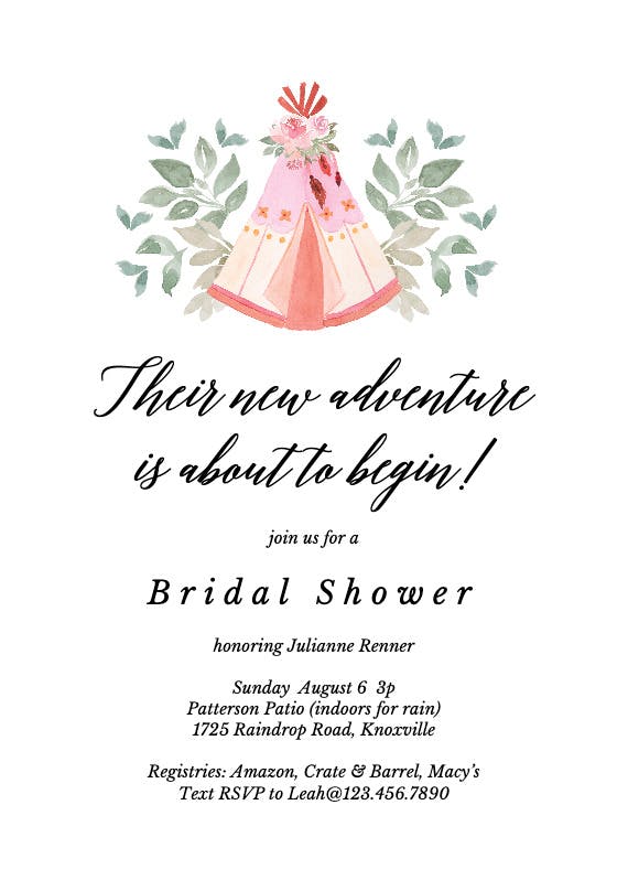 Loves adventure - bridal shower invitation