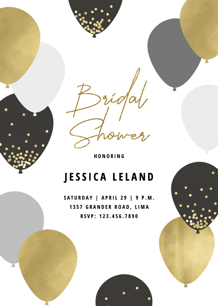 Luxe balloons - bridal shower invitation