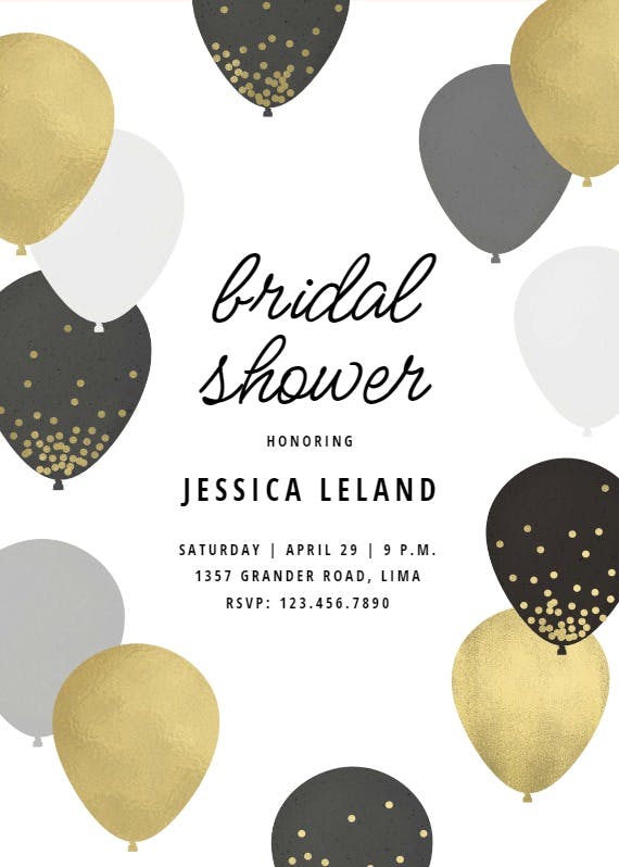 Luxe balloons -  invitación para bridal shower