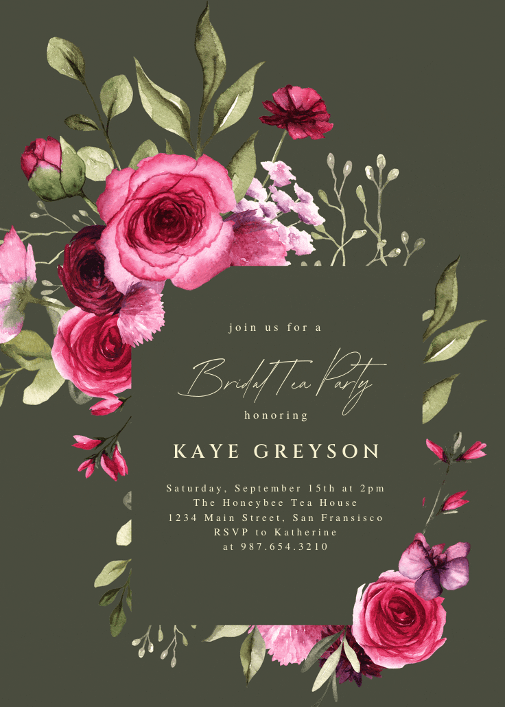 Magenta flowers - invitación para bridal shower