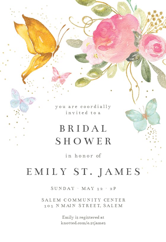 Magical butterflies - bridal shower invitation