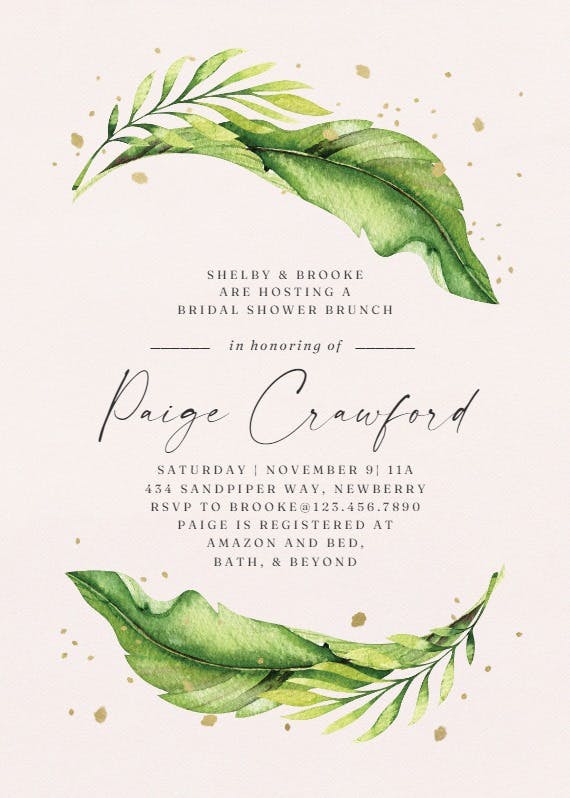 Magical greenery - bridal shower invitation