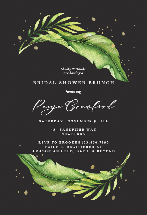 Side by Side Gold Bridal Shower Invitation Template (Free