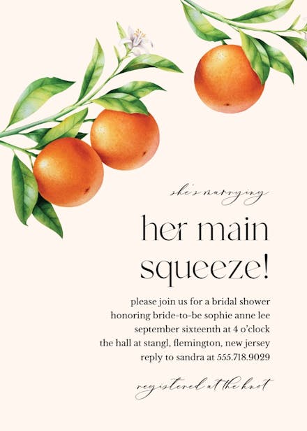 Main squeeze - bridal shower invitation