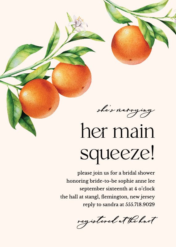Main squeeze -  invitación para bridal shower
