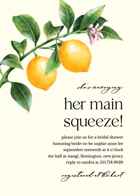 Main squeeze -  invitación para bridal shower