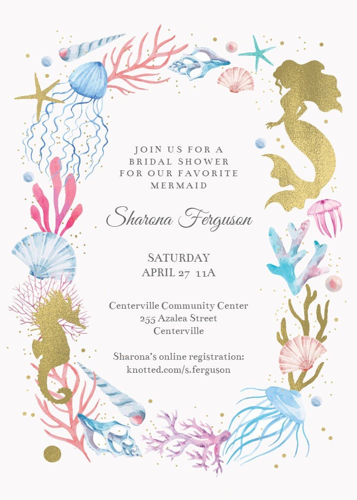 Marry mermaid - bridal shower invitation