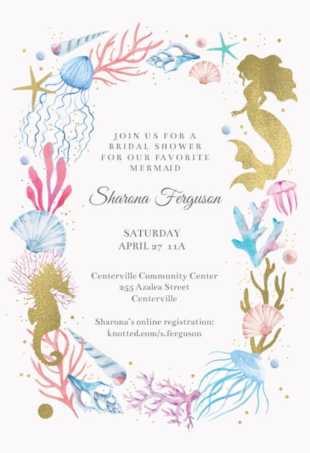 Marry mermaid - bridal shower invitation