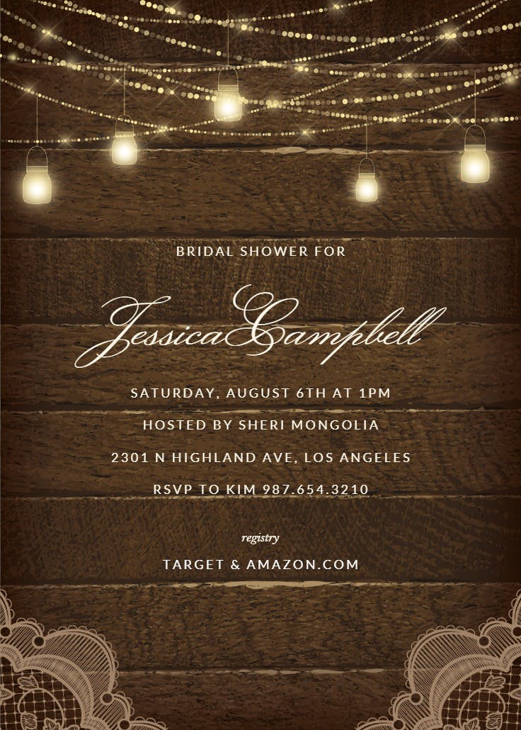 Mason jars lights - bridal shower invitation