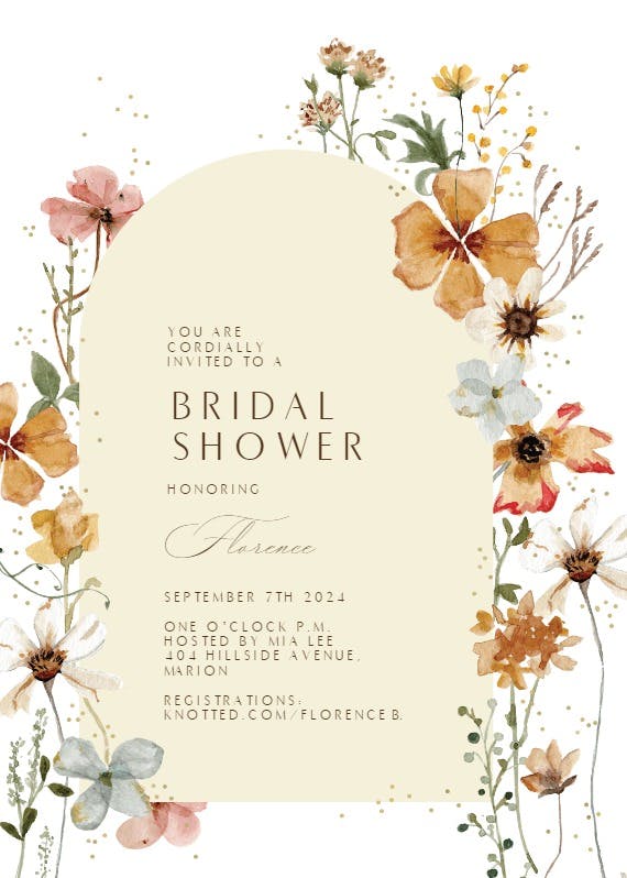 Meadow arch -  invitación para bridal shower
