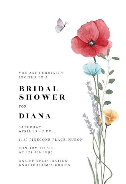 Meadow bouquet - Bridal Shower Invitation