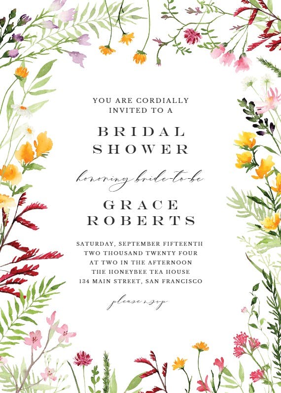 Meadow flowers - bridal shower invitation