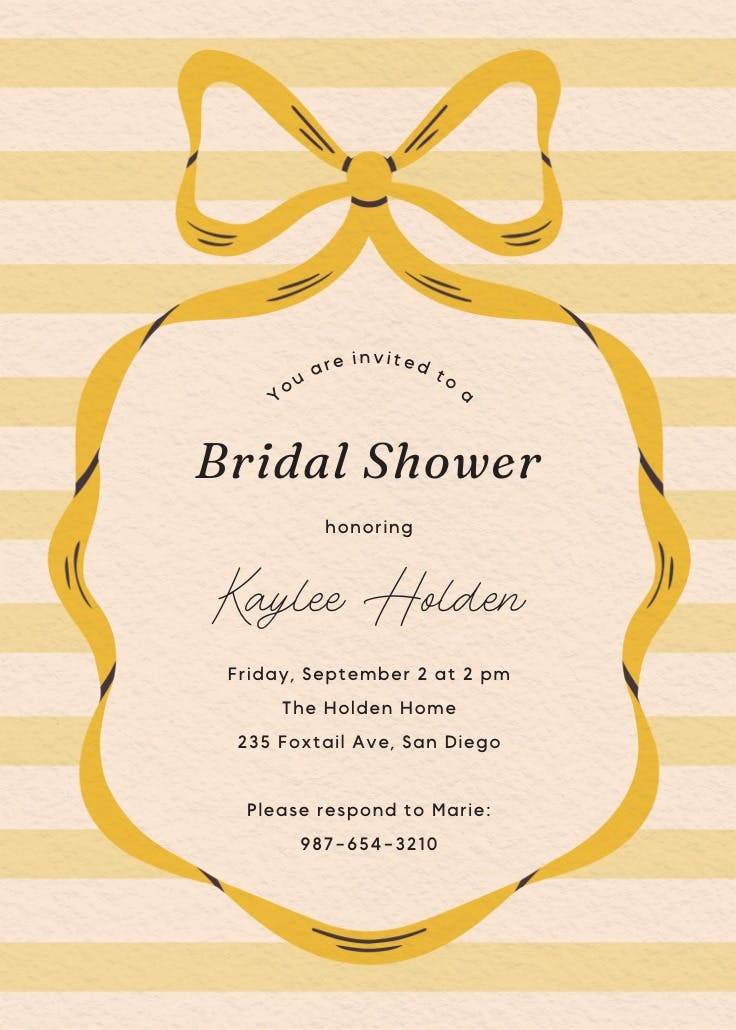 Mid-century bow - invitación para bridal shower