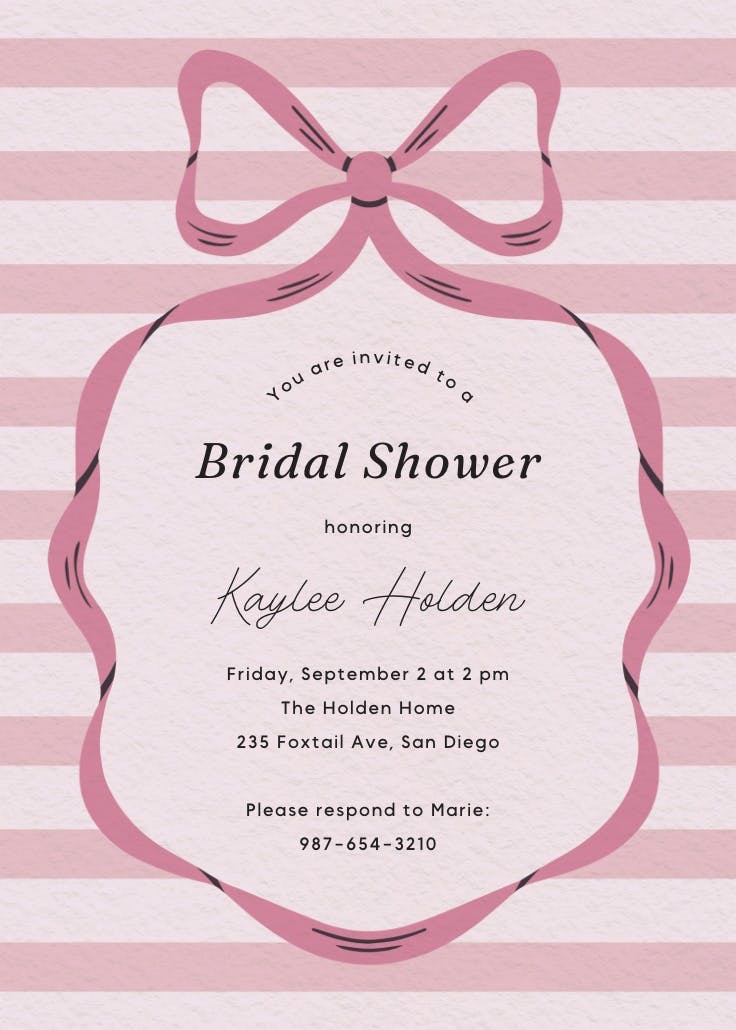 Mid-century bow - invitación para bridal shower