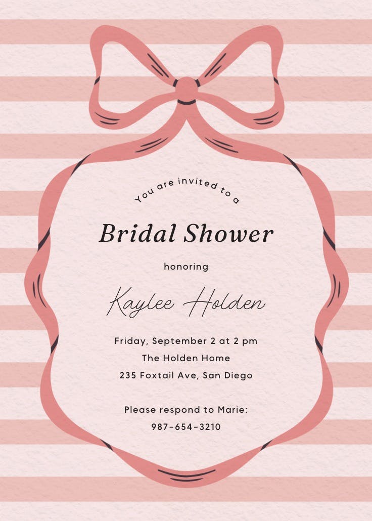 Mid-century bow - invitación para bridal shower