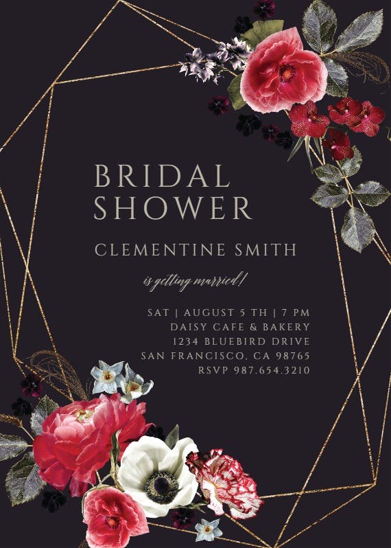 Moody flowers -  invitación para bridal shower