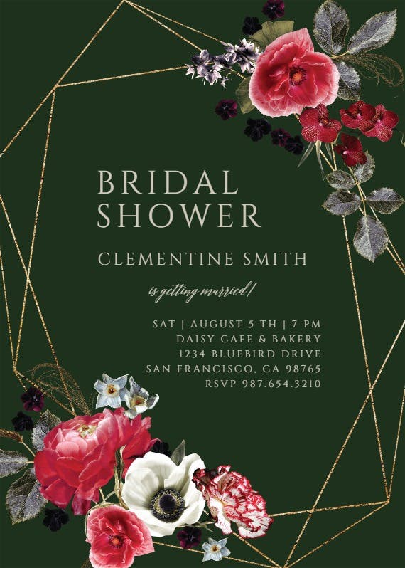 Moody flowers -  invitación para bridal shower
