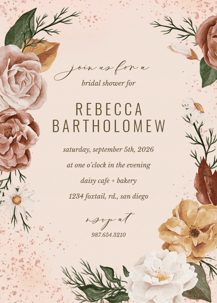 Nocturnal flowers - bridal shower invitation