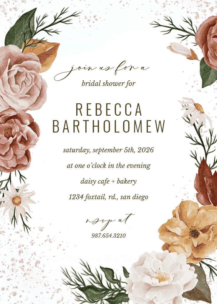 Nocturnal flowers - bridal shower invitation