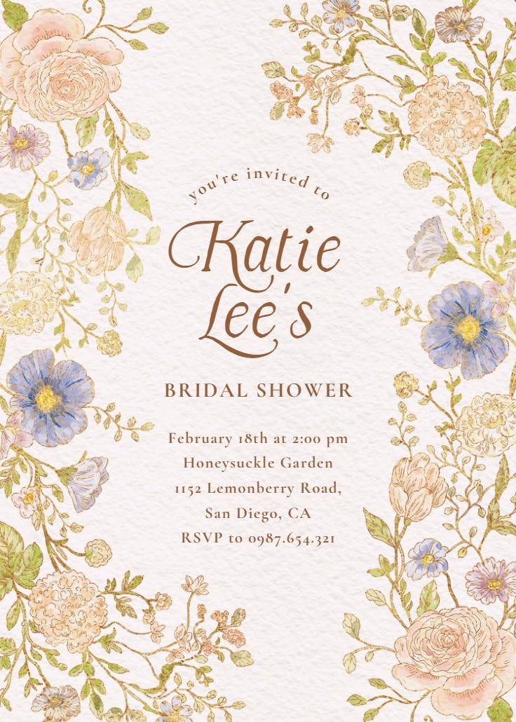 Nouveau florals - bridal shower invitation