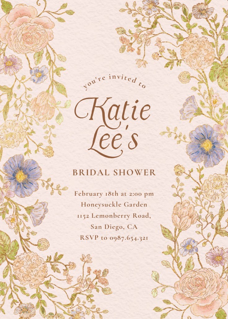 Nouveau florals - bridal shower invitation
