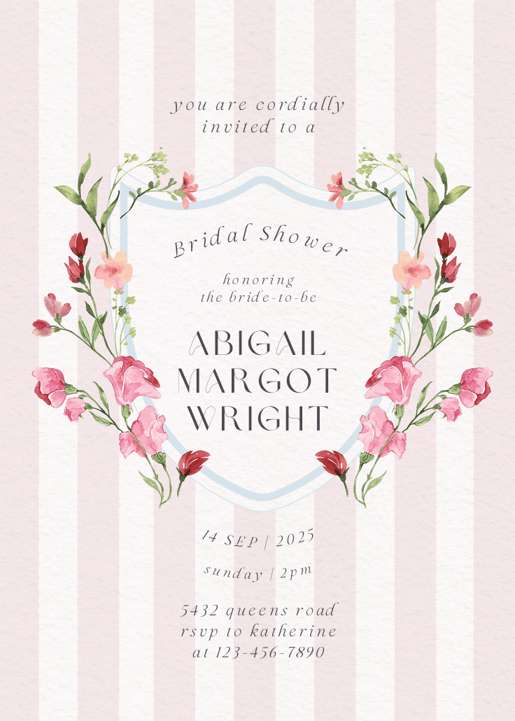 Ornate frame - bridal shower invitation