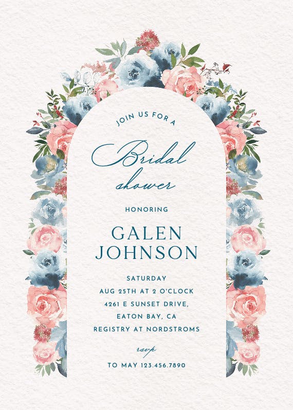 Painted petals - invitación para bridal shower