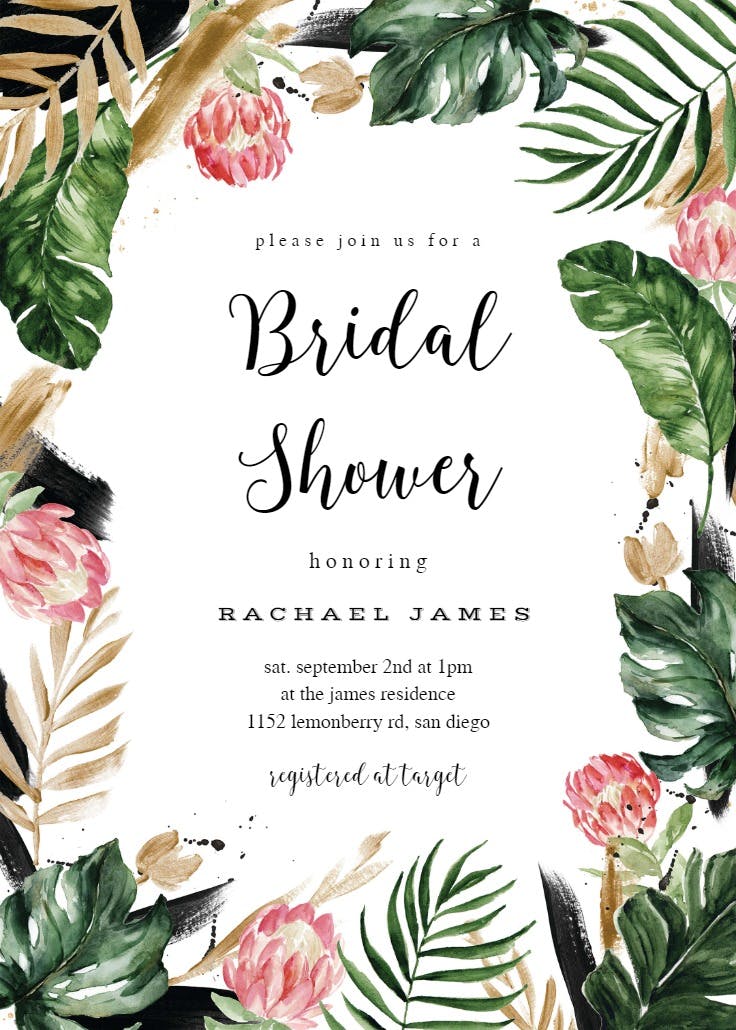 Painterly tropical - invitación para bridal shower